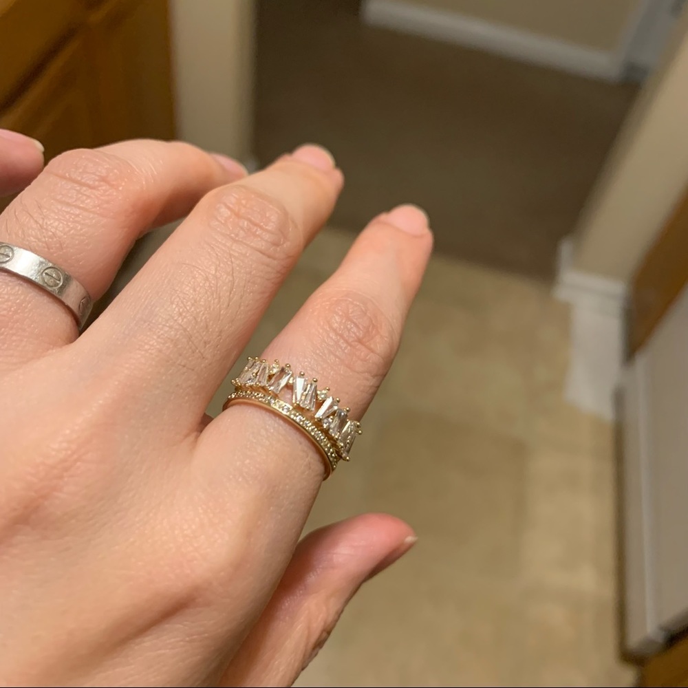Luxury Zircon Gold Double Open Ring